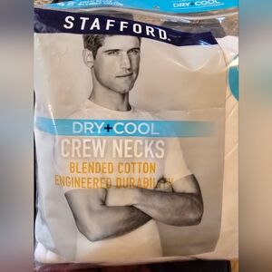 Stafford White Quick-Dri Crew Neck T-Shirts